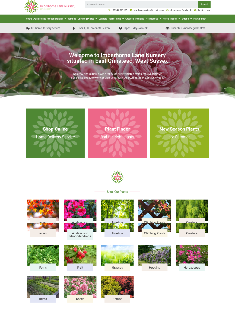 Imberhorne Lane Nursery website designer sussex
