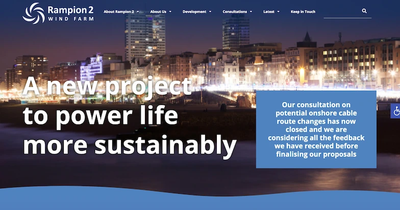 Rampion 2 windfarm public consultation - website development agency homepage example