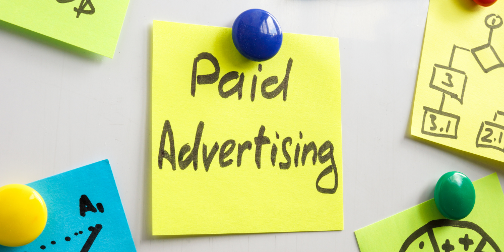top 5 digital marketing services | paid advertising on sticky note