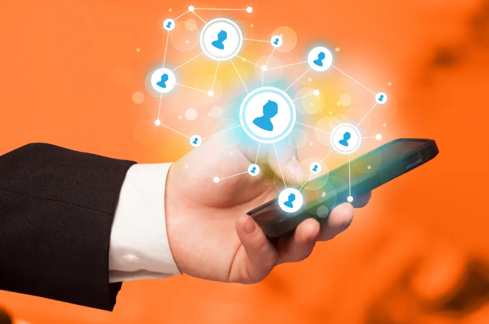 top 5 digital marketing services | person phone and social media interactions
