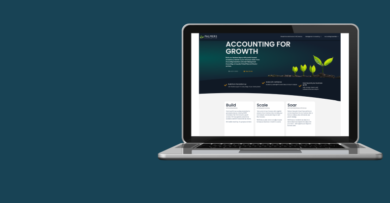 Palmers Accounting new homepage on laptop created by wordpress web design company Growth by Design