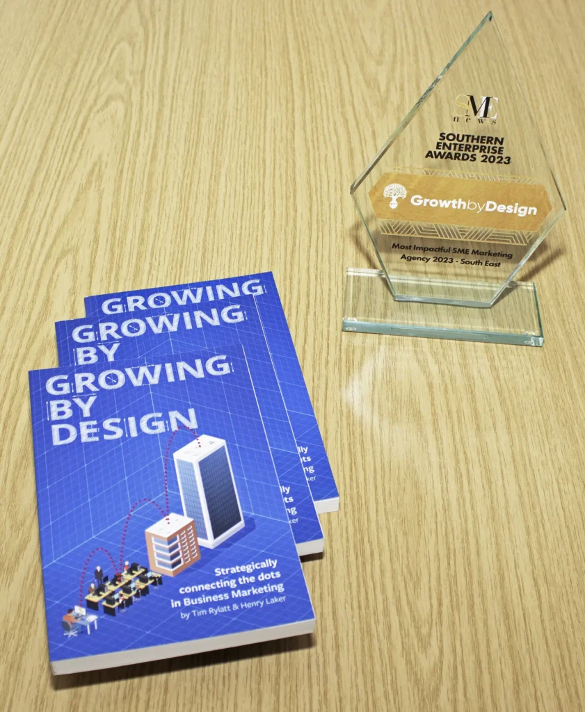 Growing by Design book and Most Impactful SME Marketing Agency Award 2023