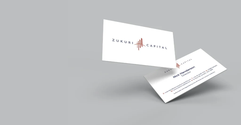 Zukuri Capital has the best business cards - front and back of card