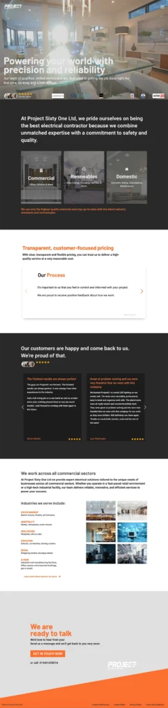 Project Sixty One full page homepage