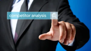 Building a competitor analysis framework to outshine your rivals, finger tapping a search bar on a screen