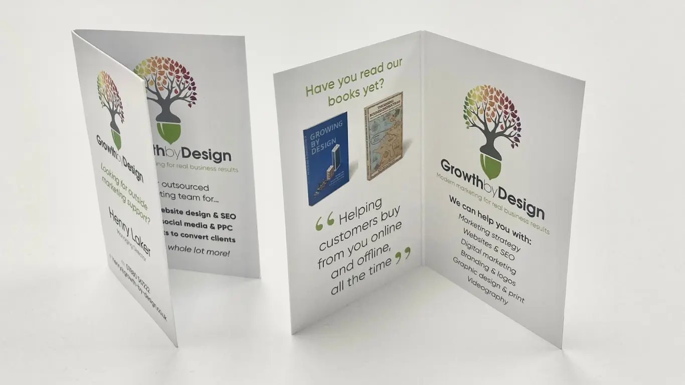 Growth by Design folded business cards