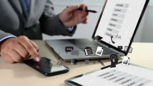 Laptop and person mastering keyword research and competitor analysis for SEO success