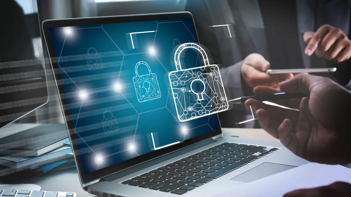 padlock graphic on a computer screen symbolising website maintenance services