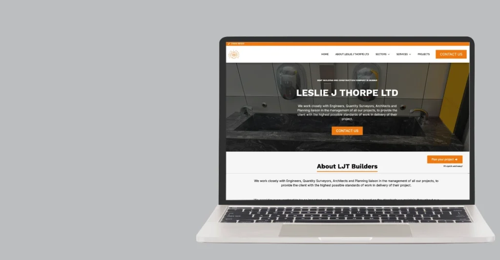 Leslie J Thorpe new website homepage on laptop for GBD case study