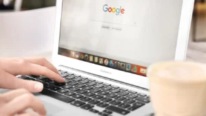 google search results shown on a laptop screen