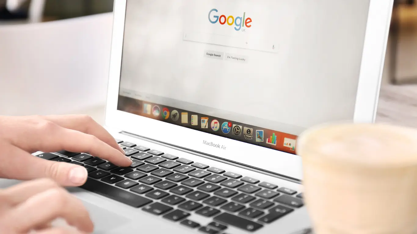 google search results shown on a laptop screen