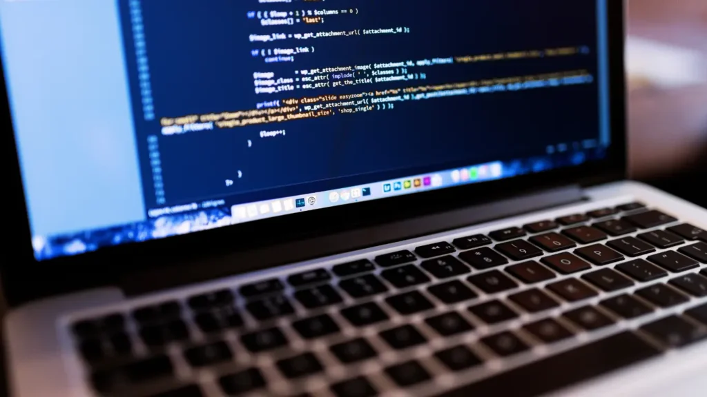 computer screen showing code by a WordPress web design agency