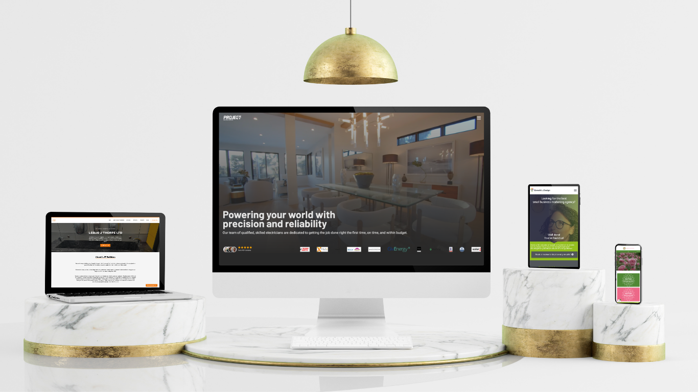 desktop, tablet and smart phone showing a wordpress web design agency work