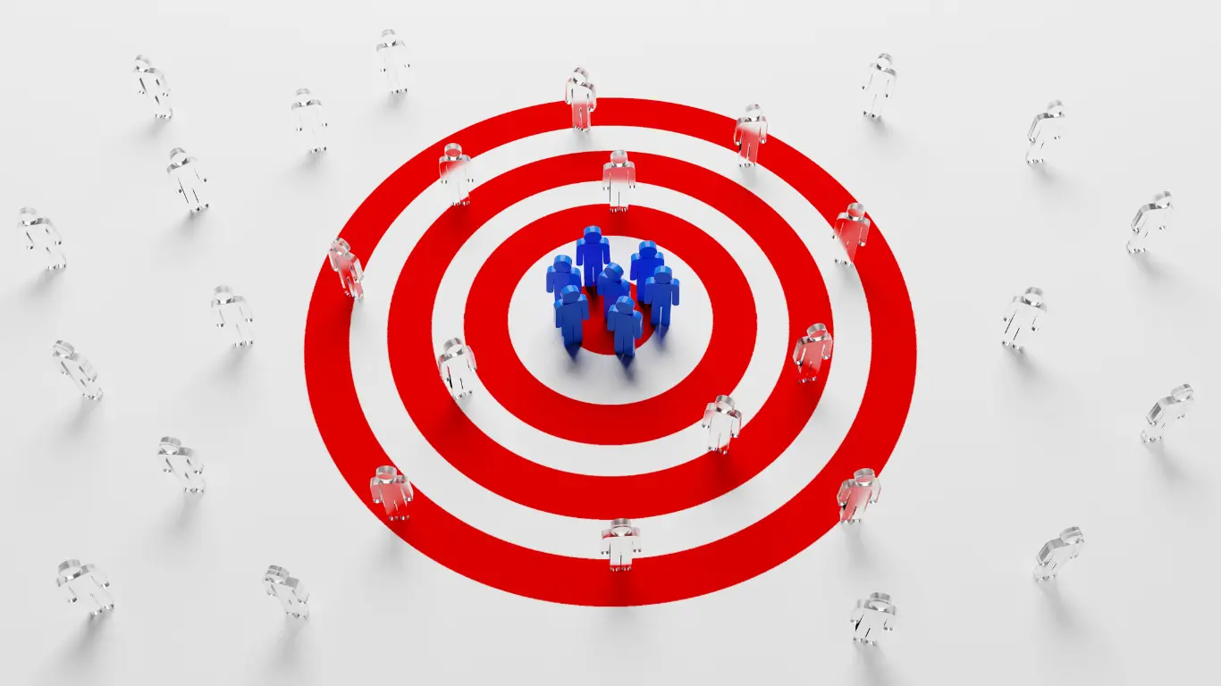 red target with an audience in the middle