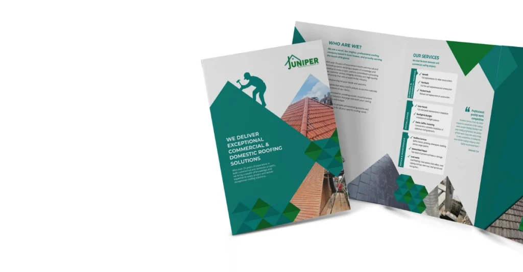 Juniper roofing southern leaflet design and print sample image