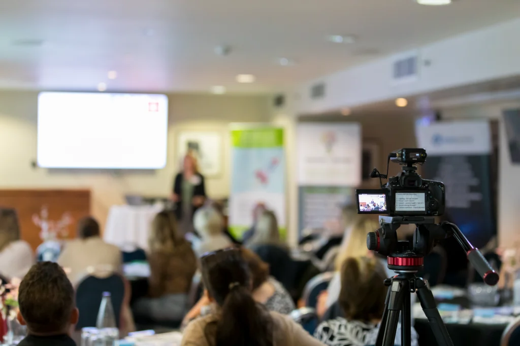 Content marketing example of filming a presentation
