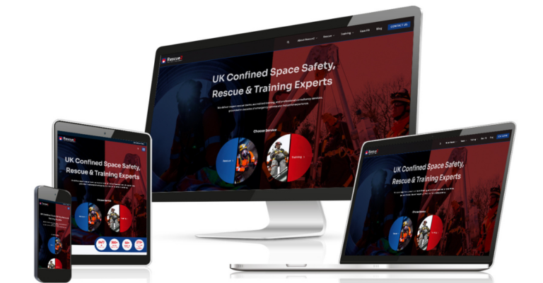 Rescue2 brand strategy and new website. New modern website shown on multiple device screens